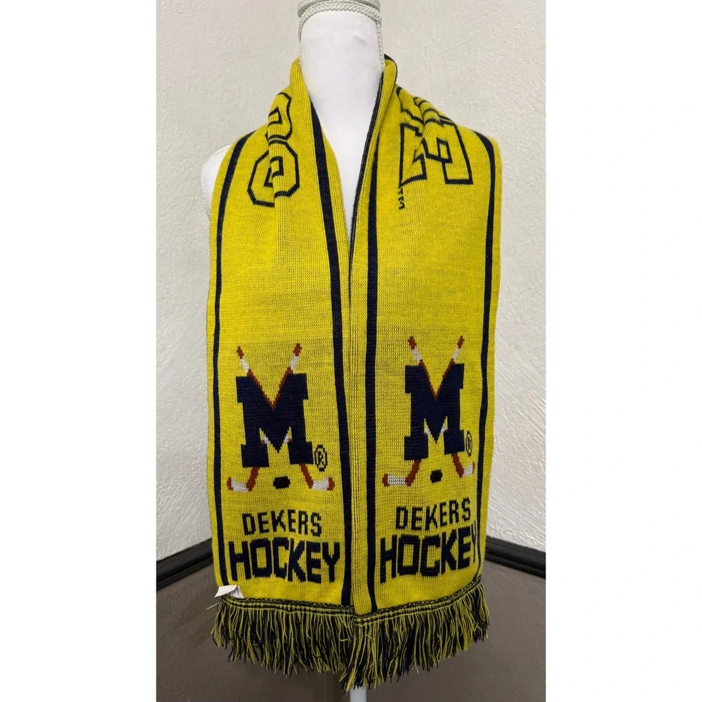 Rare Vintage Booster Club Dekers Blue Line Club Michigan Hockey Scarf Specialty